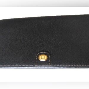 Dunhill Black Leather Continental Wallet with Gold Accent